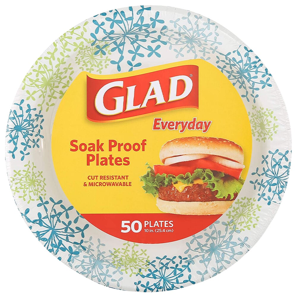 image of Round Disposable Paper Plates, 50 Count