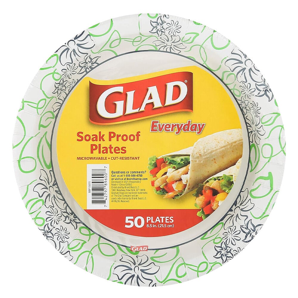 image of Round Disposable Paper Plates- Blue and Green, 8.5 in, 50 ct