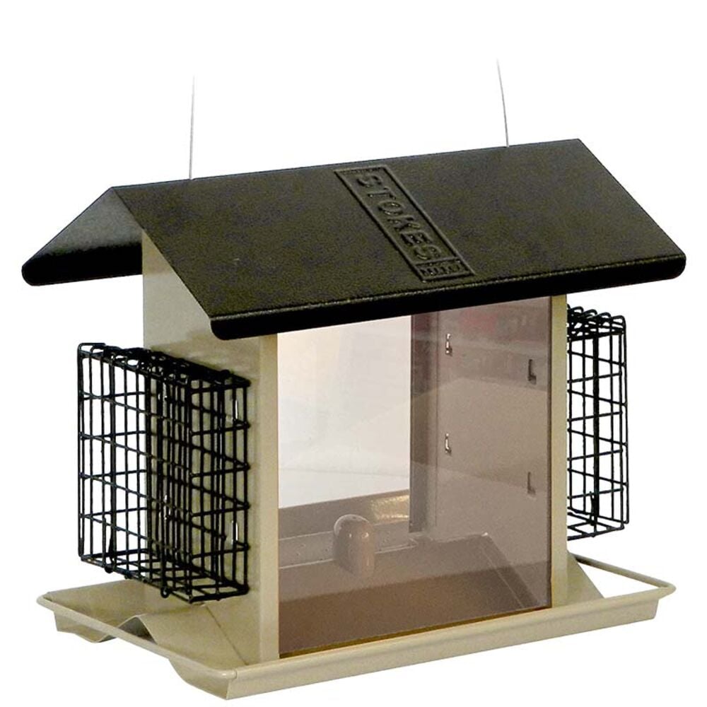 image of Large Hopper Bird Feeder With Suet Holders