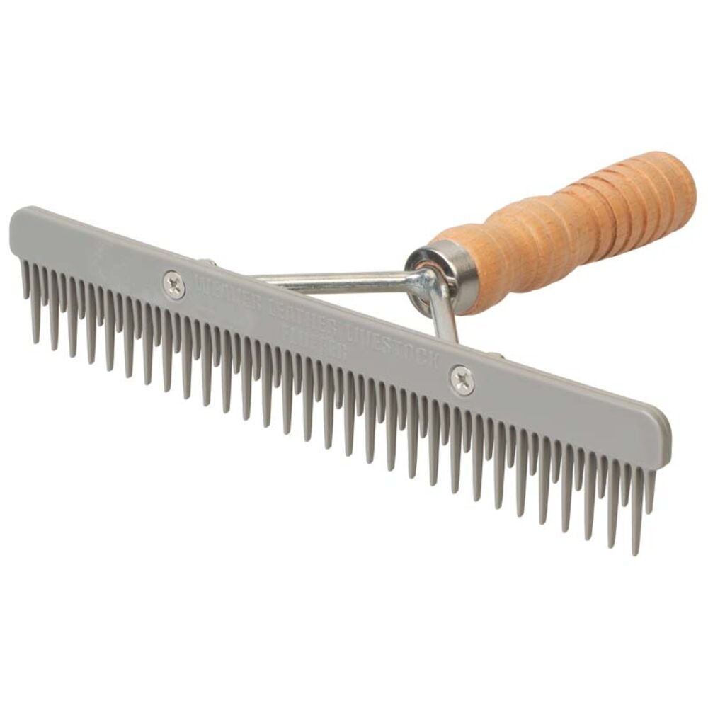 image of Fluffer Comb with Wood Handle and Replaceable Gray Plastic Blade