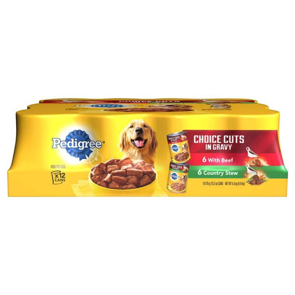 image of Choice Cuts in Gravy Combo Pack Beef & Country Stew Dog Food, 13.2 oz, 12 pack