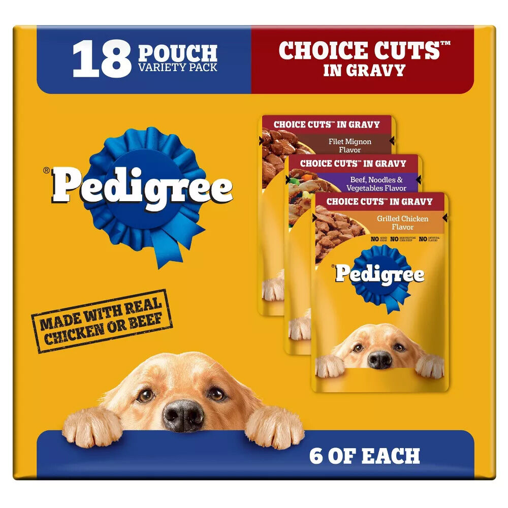 image of Wet Dog Food Choice Cuts Chicken, Vegetable, Steak and Beef Variety Pack, 3.5oz, 18ct