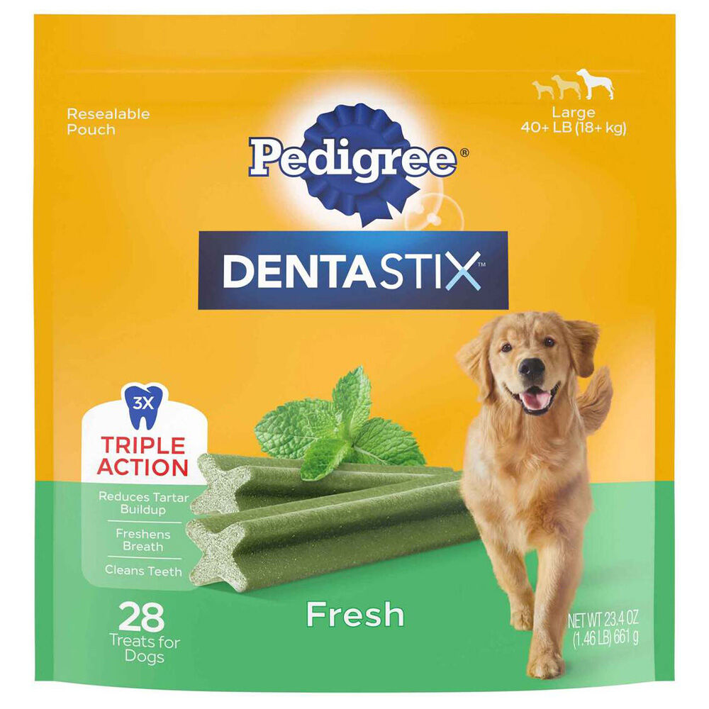 image of Dentastix Dental Dog Treats for Large Dogs, Fresh Flavor, 23 oz