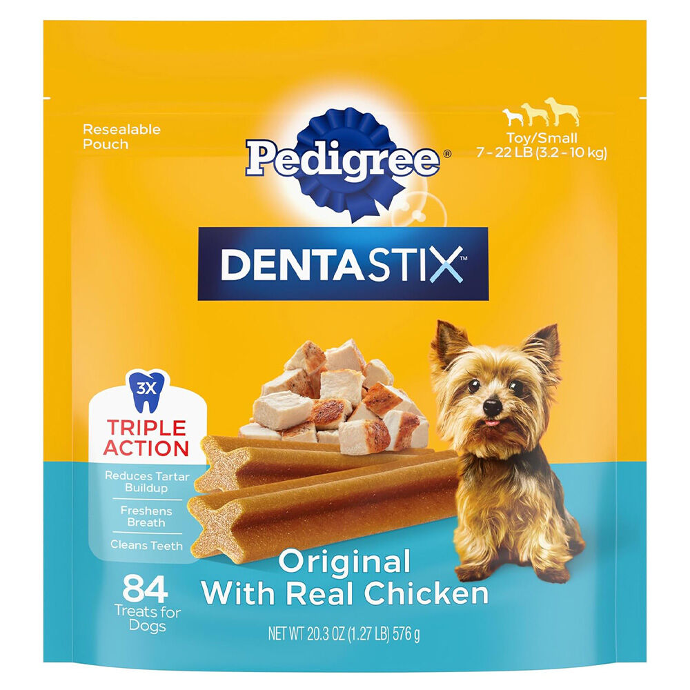 image of Dentastix Dental Dog Treats for Small Dogs, Original Chicken, 14 oz