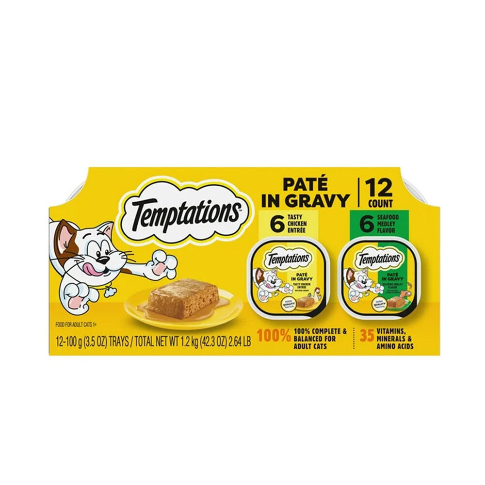 image of Wet Cat Food- Pate in Gravy Flavor Variety Pack, 3.5 oz, 12 pk
