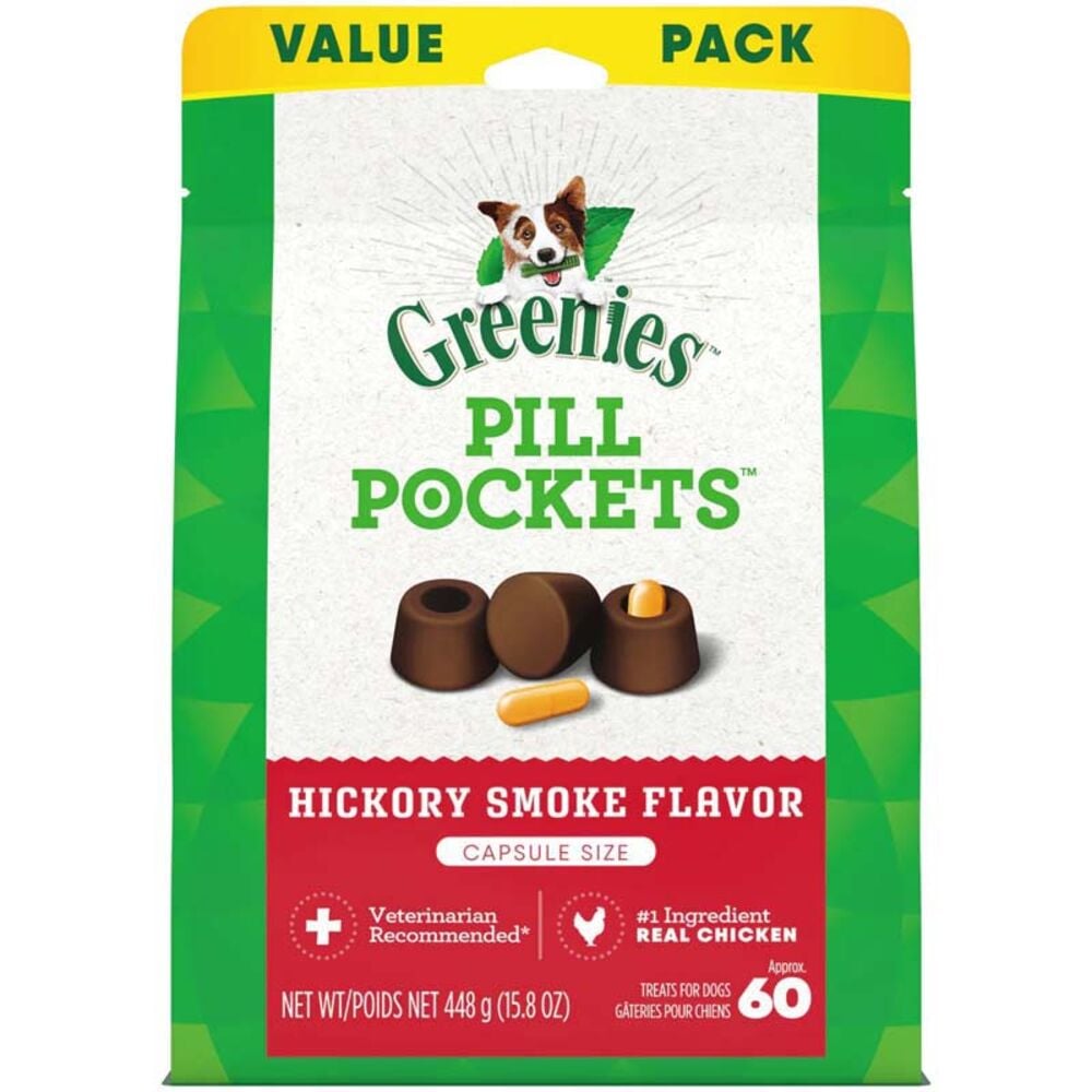 image of Pill Pockets Treats for Dogs Hickory Smoke Flavor Capsule, 16 oz