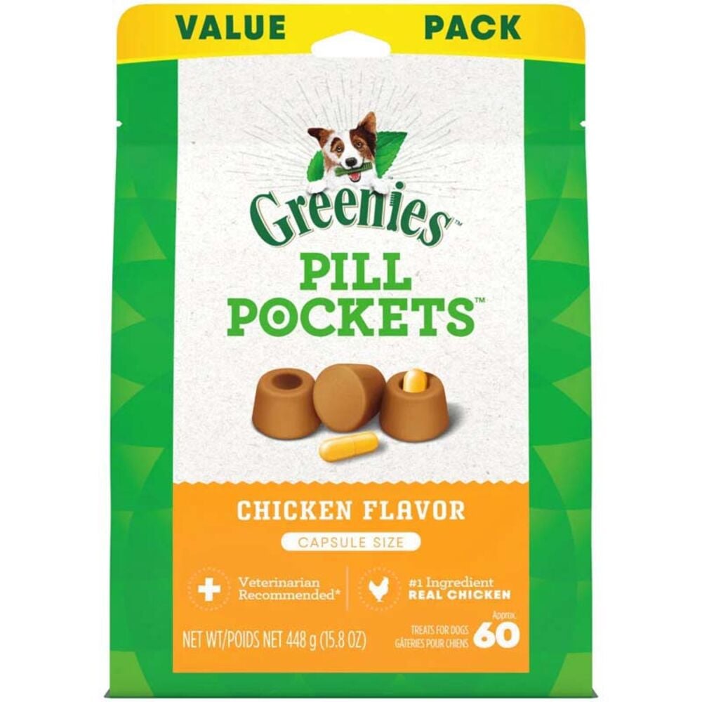 image of Pill Pockets Treats for Dogs Chicken Flavor Capsule, 16 oz
