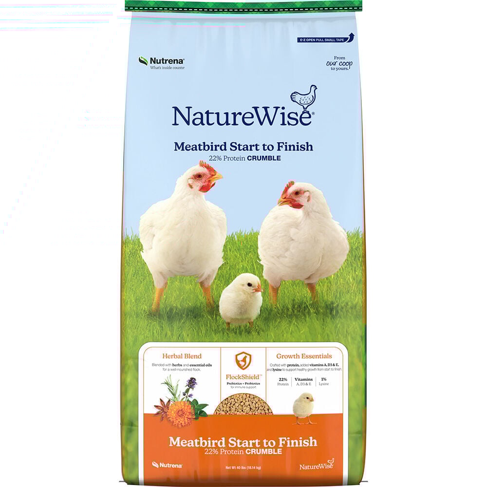image of NatureWise Meatbird Start to Finish 22% Protein Crumble, 40 lb