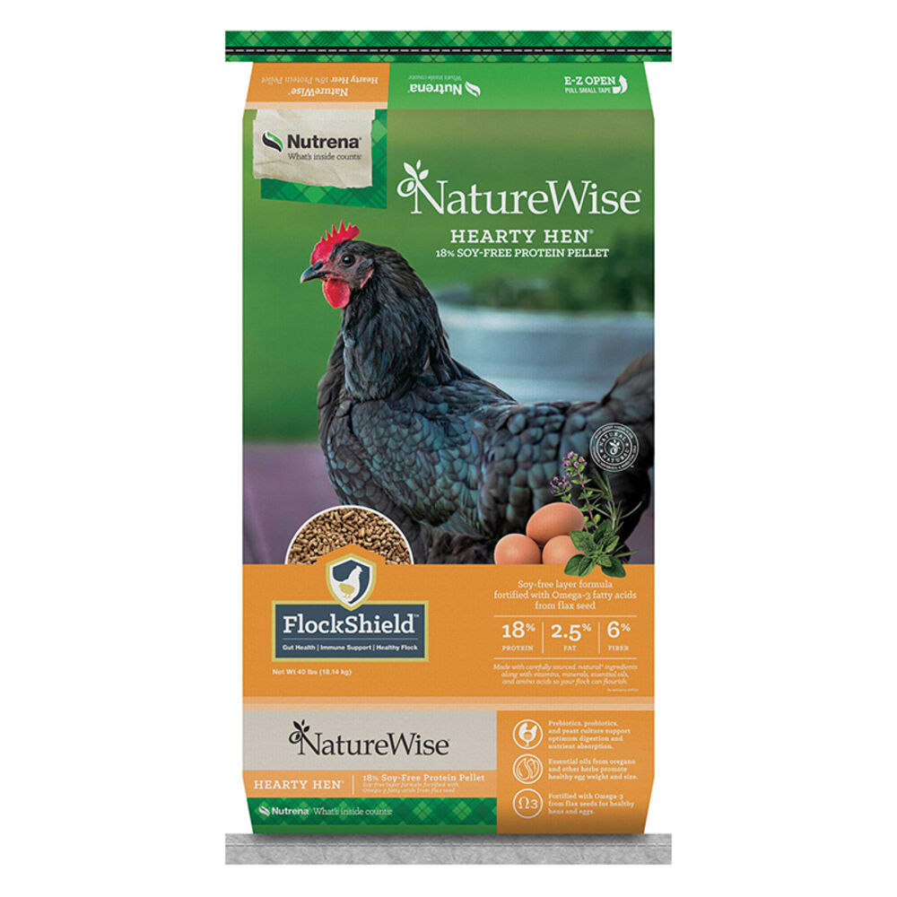 image of Poultry Feed- NatureWise, Hearty Hen, Soy-Free 18% Protein Pellets, 40 lb