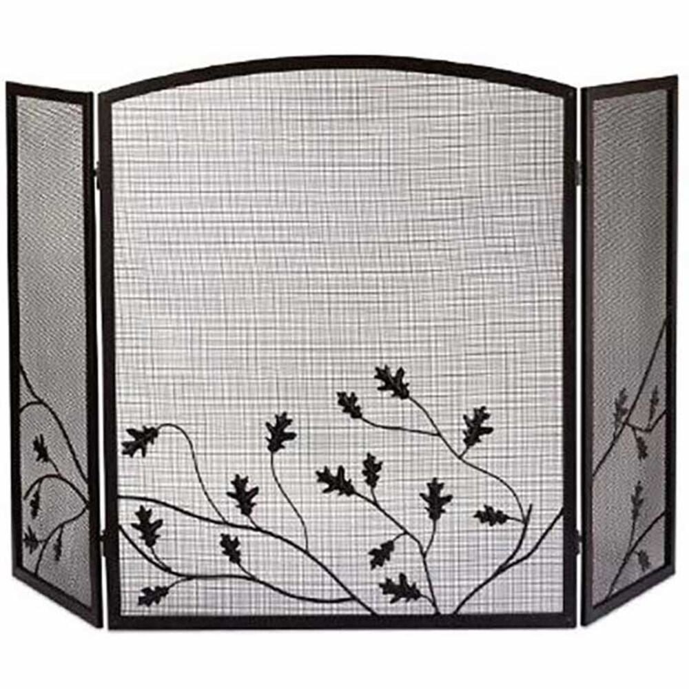 image of 3 Panel Oak Leaf Fireplace Screen