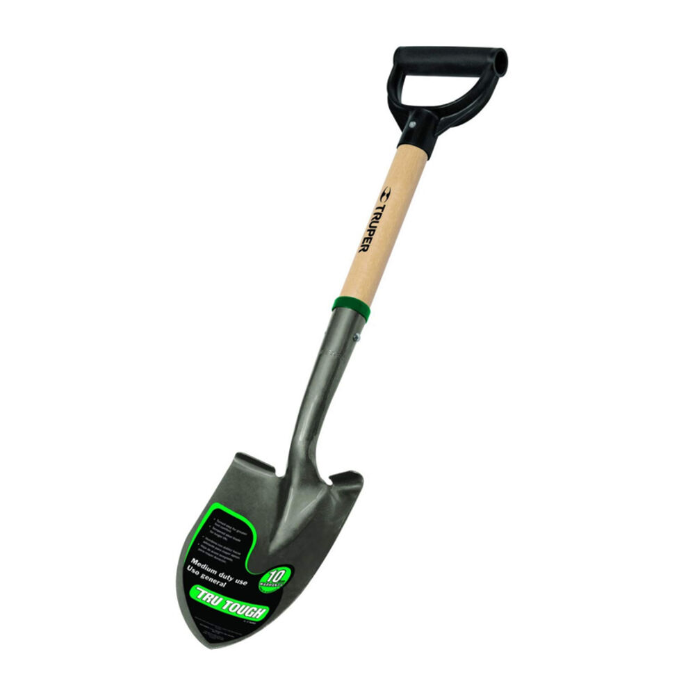 image of 19-Inch Short D-Handle Round Point Shovel, 19-Inch Wood