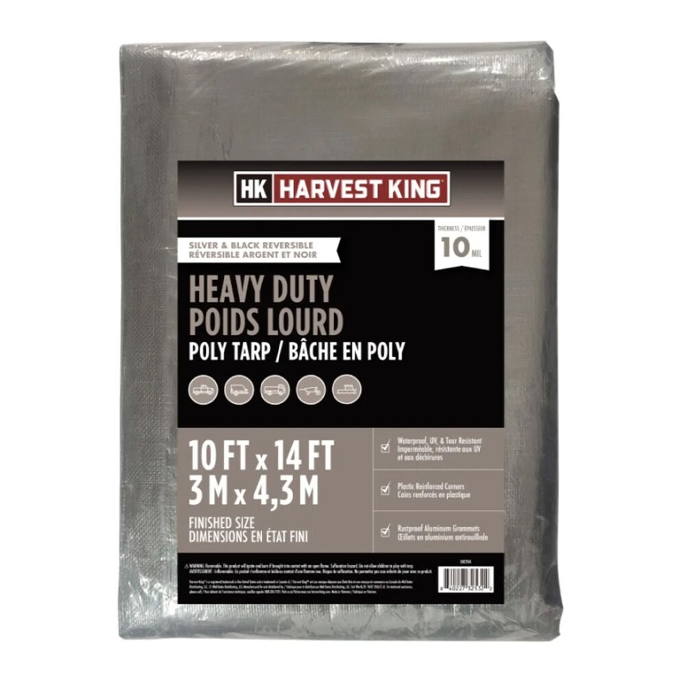 image of 10 ft x 14 ft Heavy Duty Tarp, Silver/Black