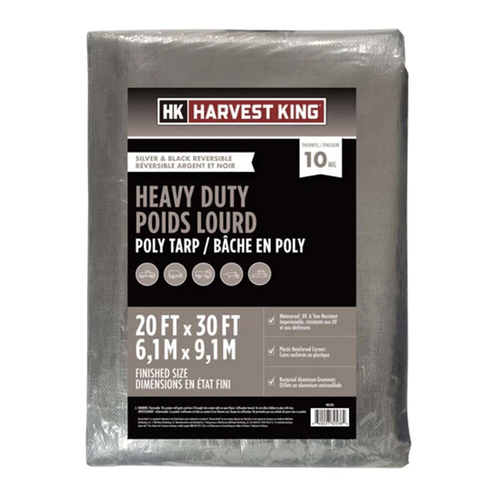 image of 20 ft x 30 ft Heavy Duty Tarp, Silver/Black