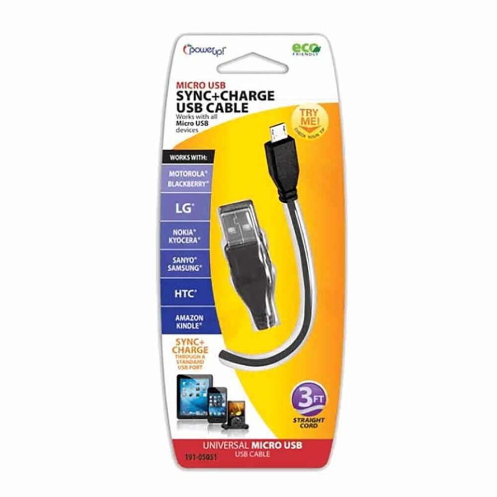 image of 3-ft Strain Relief Micro USB Cable, Color May Vary