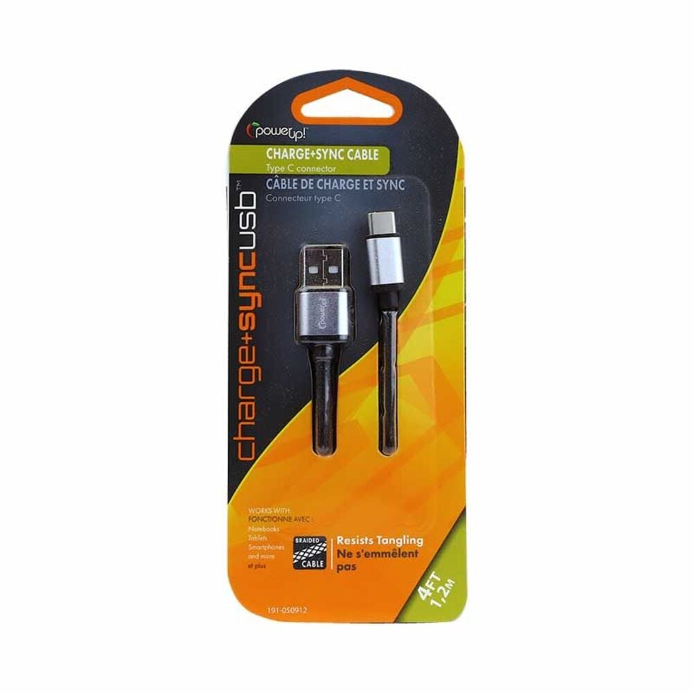 image of 4-ft Braided Type C USB Cable, Color May Vary