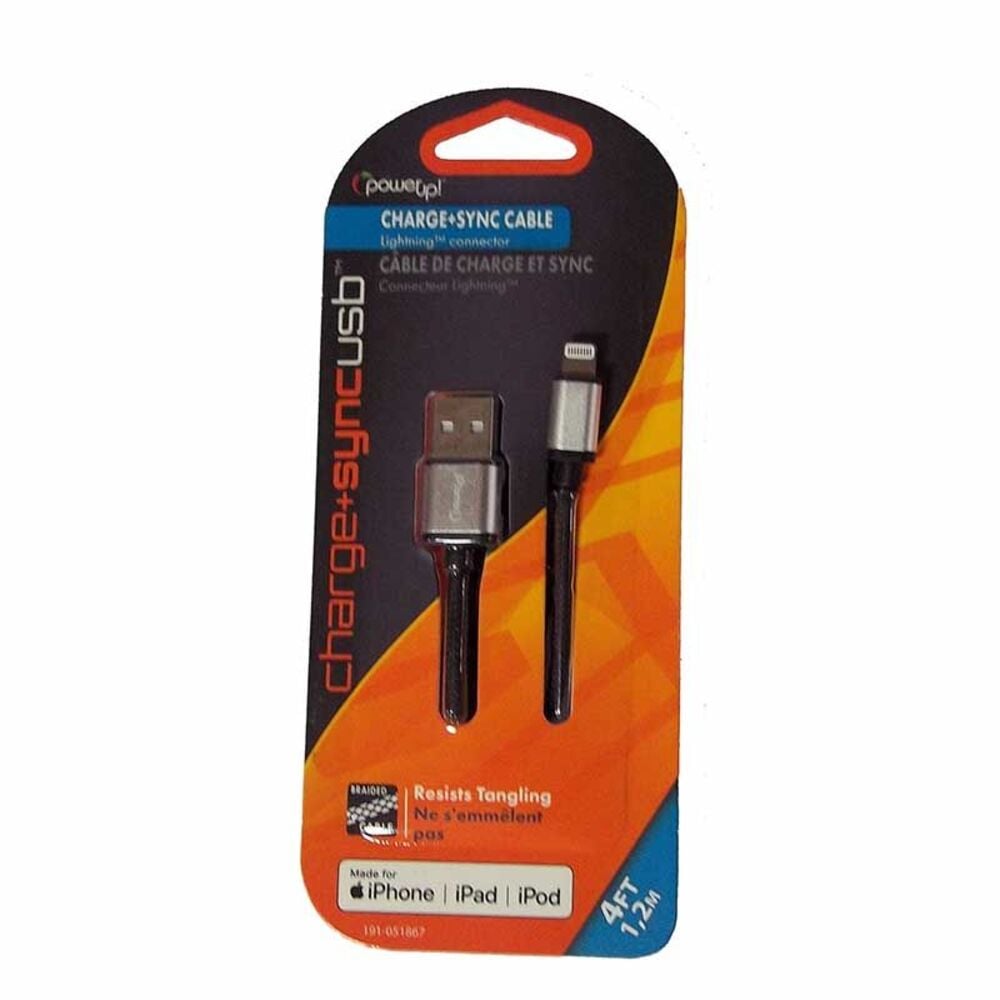 image of 4-ft Braided MFI Apple Lightning USB Cable, Color May Vary