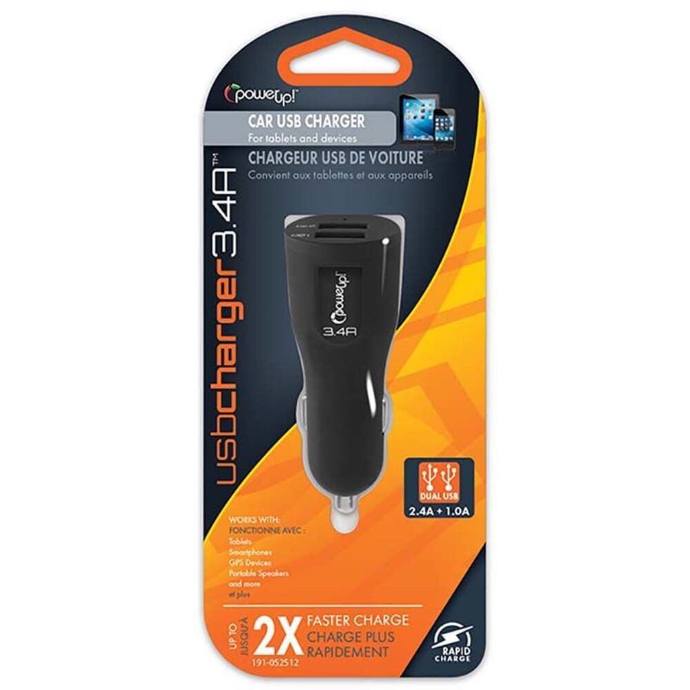 image of 3.4A Black Dual USB Car Charger