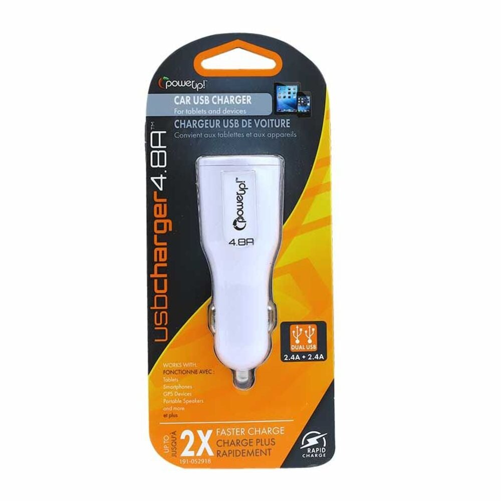 image of 4.8A White Dual USB Car Charger