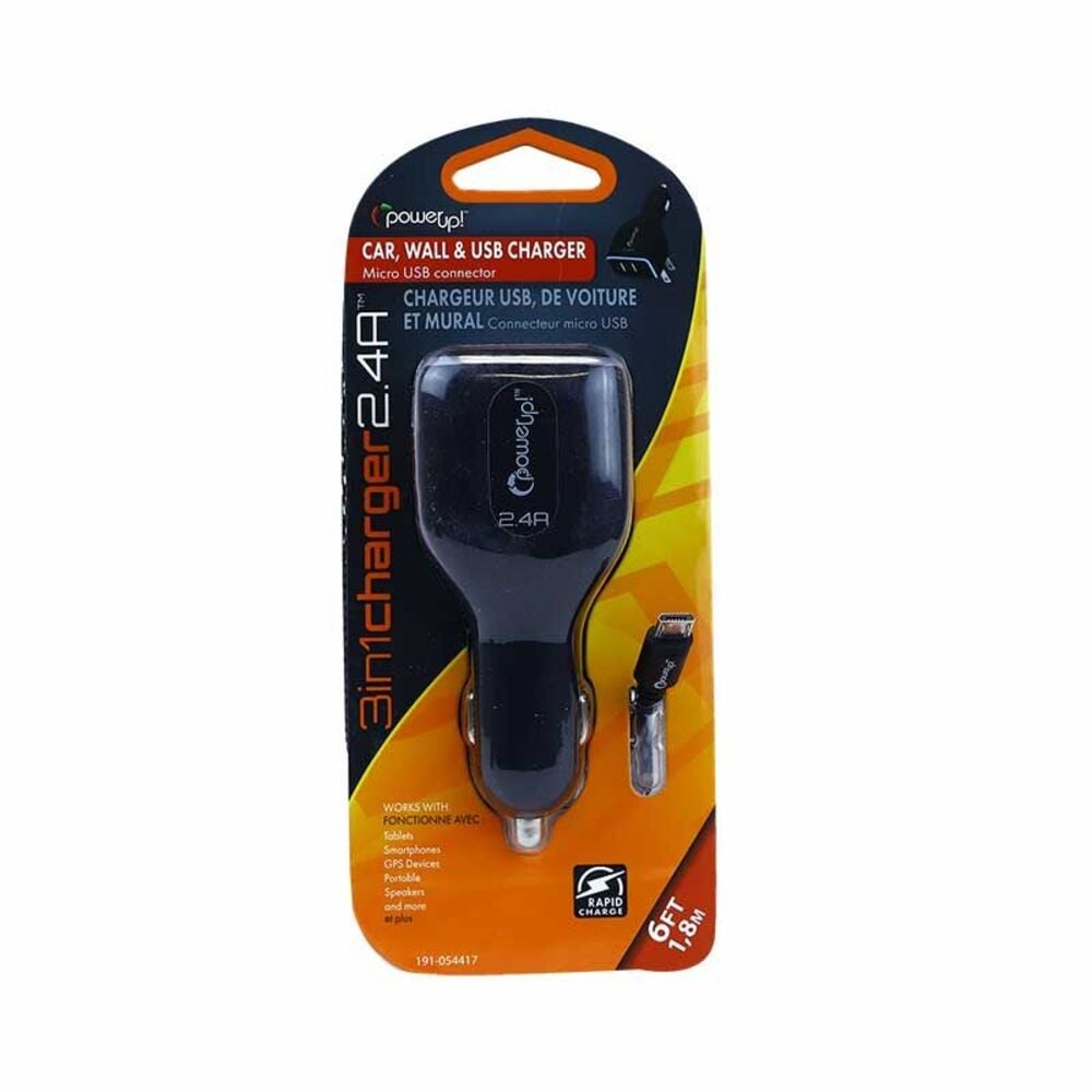 image of 2.4A 3-in1 Charger with 6-ft Micro USB Cable
