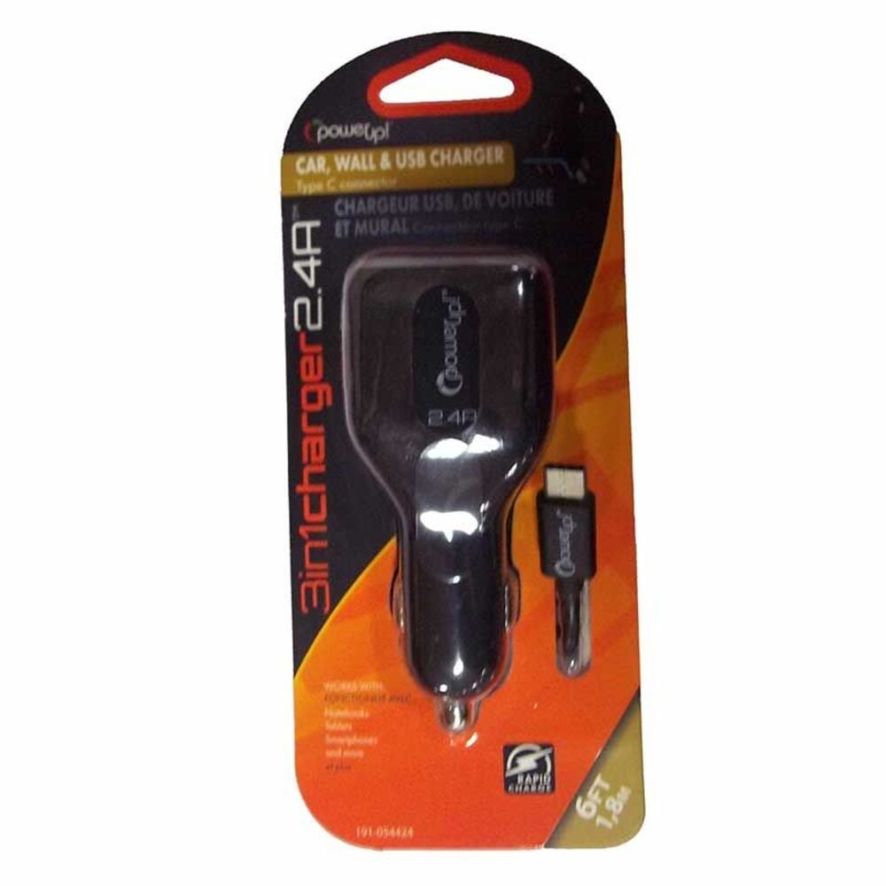 image of 2.4A 3-in-1 Charger with 6-ft Type C USB Cable