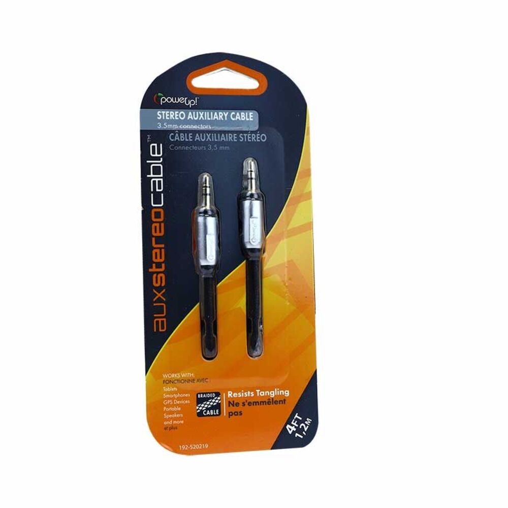 image of 4-ft 3.5mm Braided Auxiliary Cable, Color May Vary