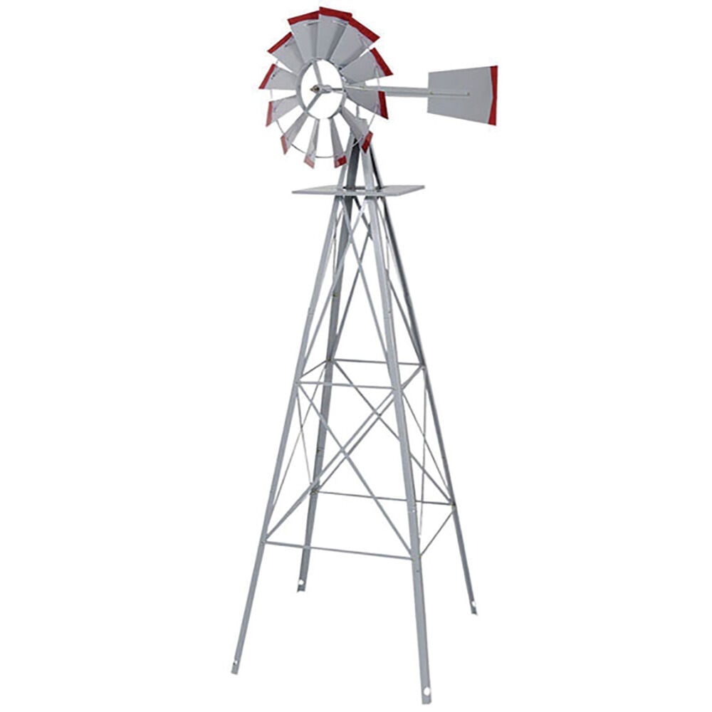 image of 8 ft Windmill, Silver/Red