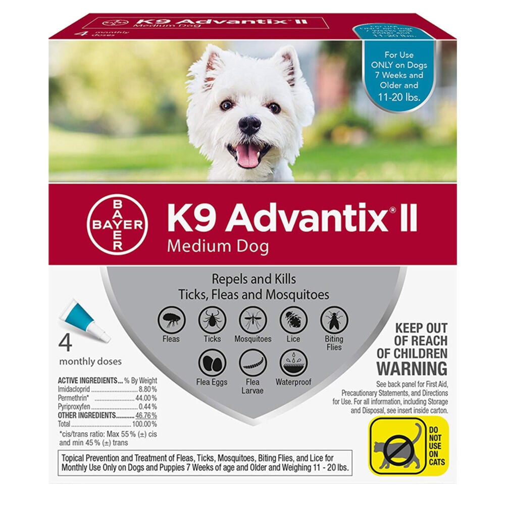 image of K9 Advantix II Flea and Tick Treatment for Medium Dogs, 4 treatments
