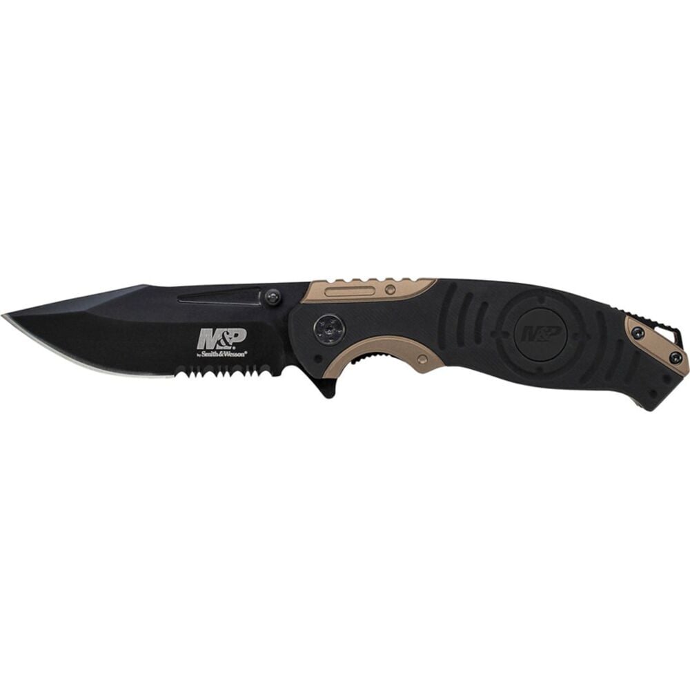 image of Military & Police Liner Lock Folding Knife with Black/Gold Handle