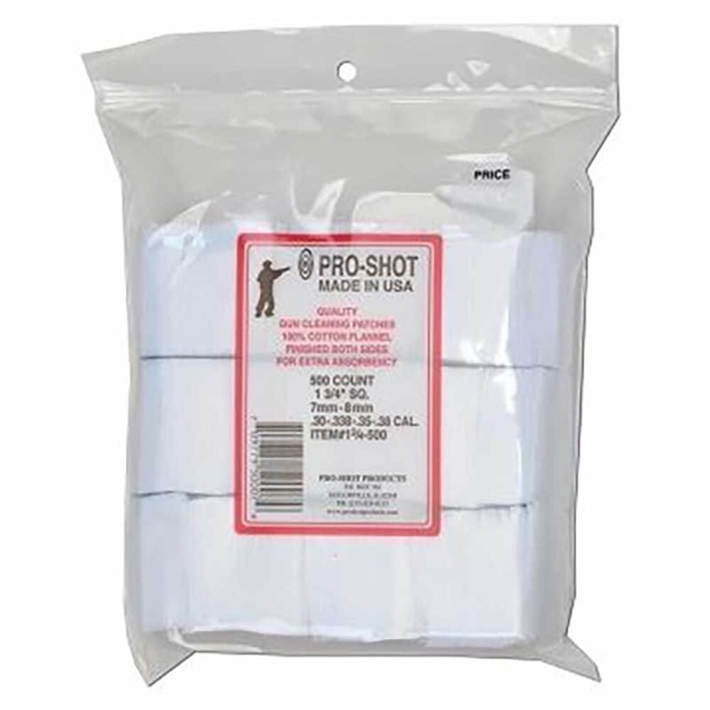 image of 7mm-.38/6mm Benchrest Cotton Flannel Cleaning Patches, 500 count