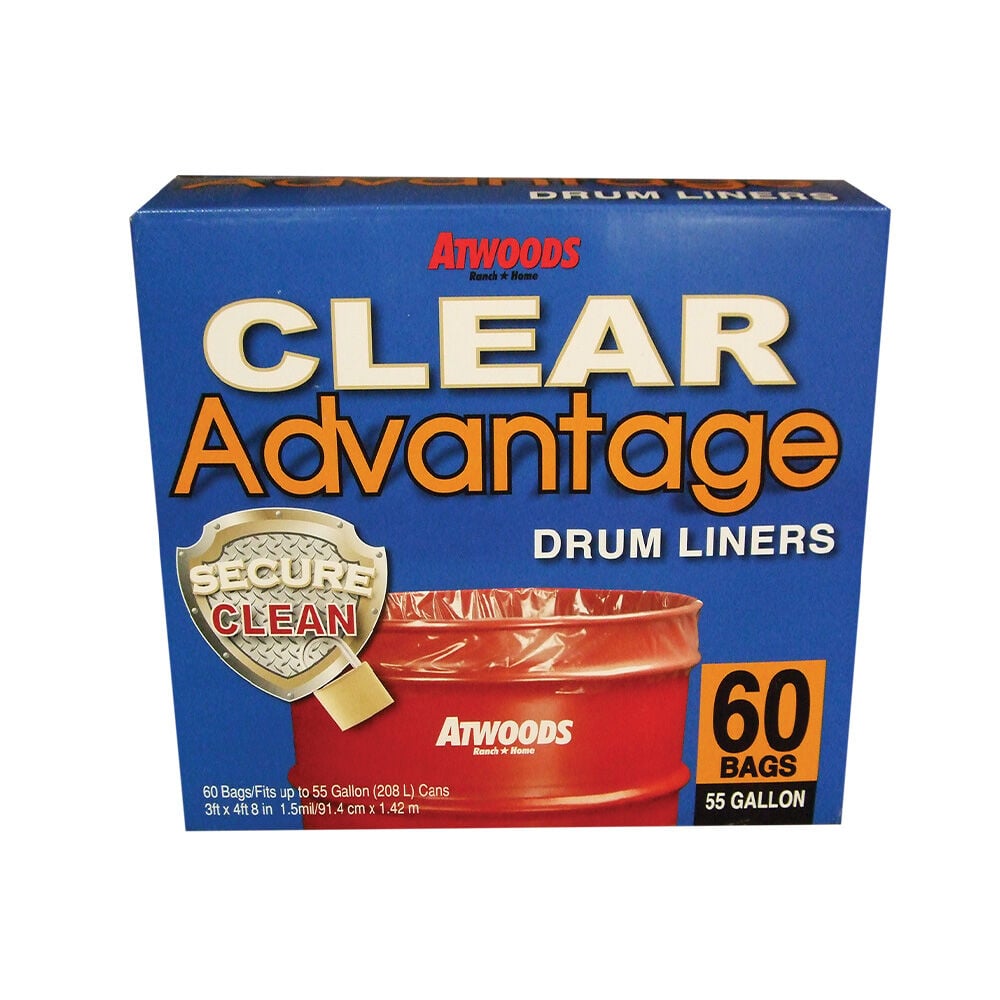 image of Trash Bags, Clear, 55 gallon, 60 count