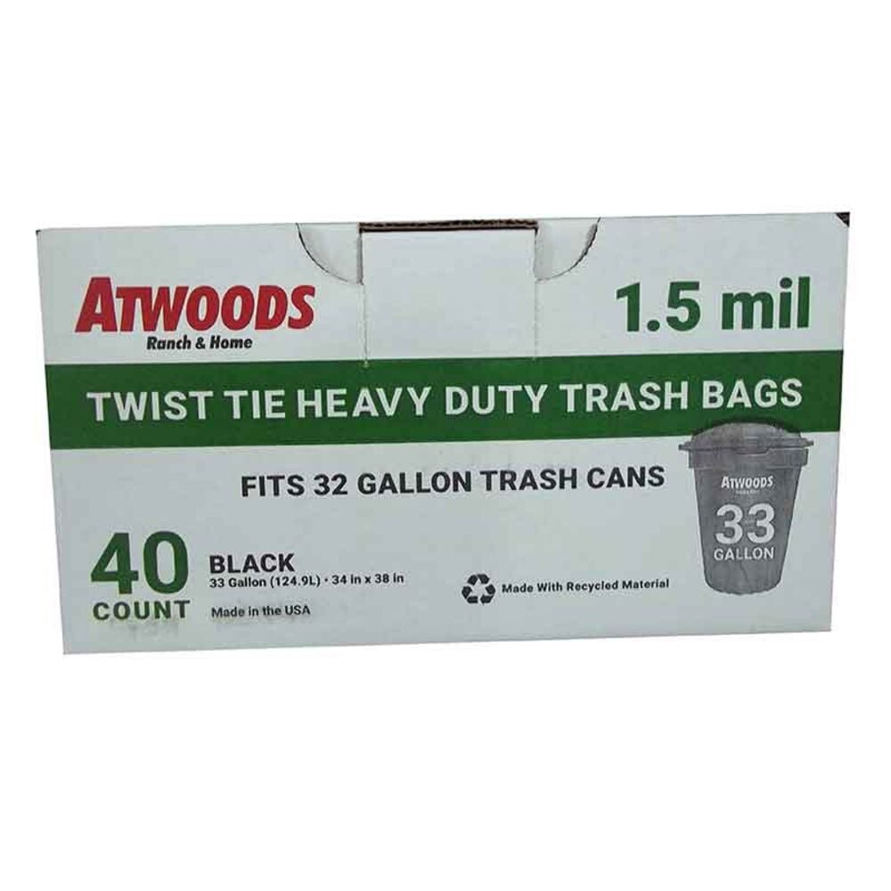 image of 33-Gallon Twist Tie Heavy Duty Recycled Trash Bags, 40 count