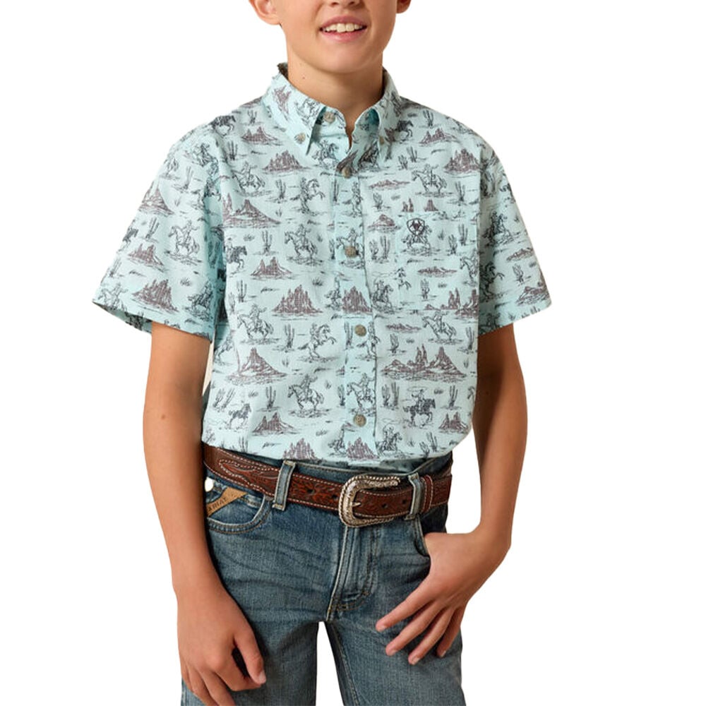 image of Kids' Pratt Short Sleeve Button Up Print Polo