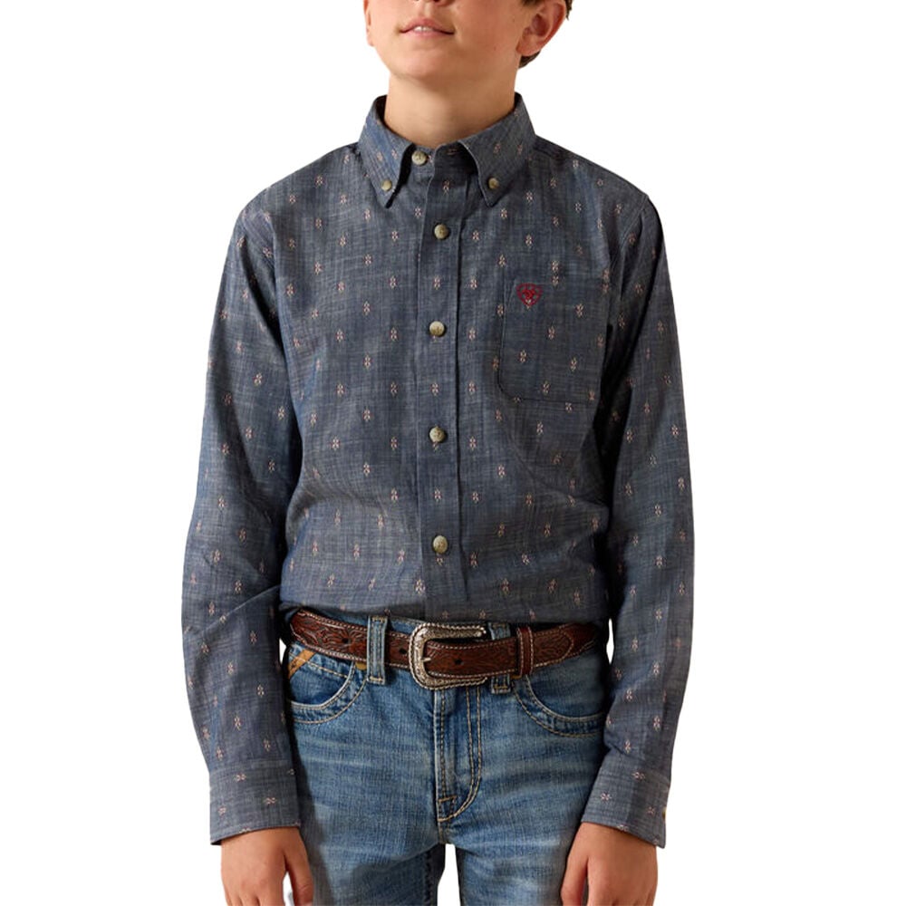 image of Kids' Teague Long Sleeve Print Button Up Shirt