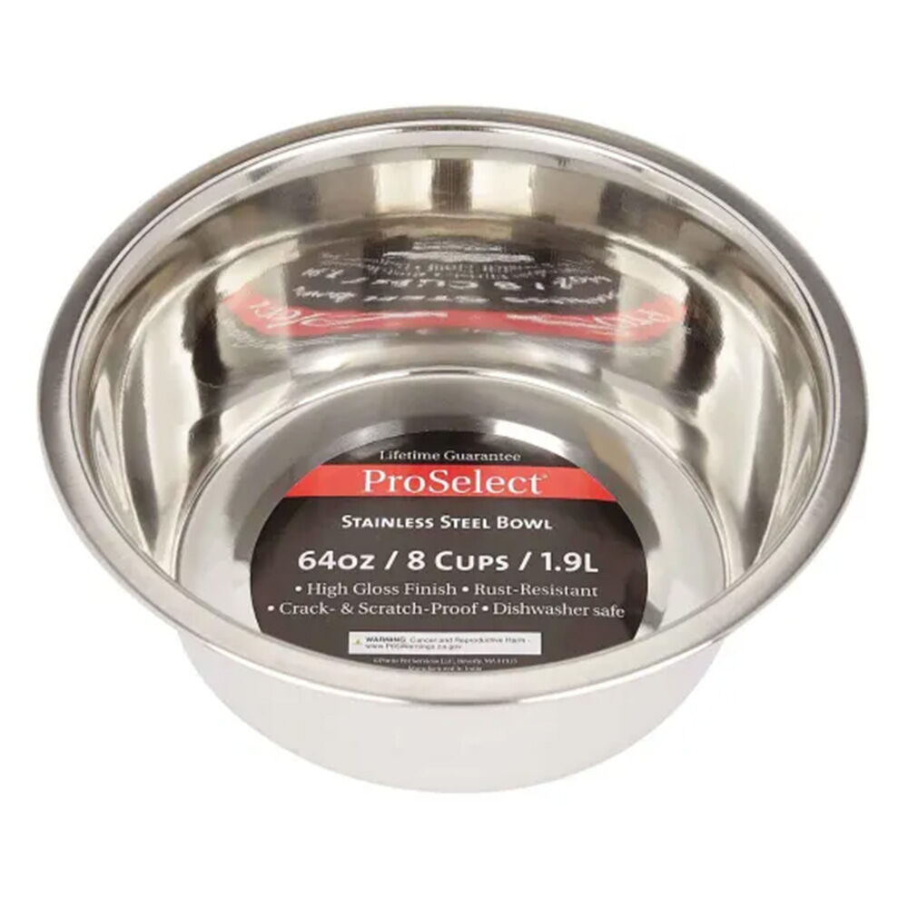 image of Pet Dish- Proselect, Stainless Steel, 64 oz