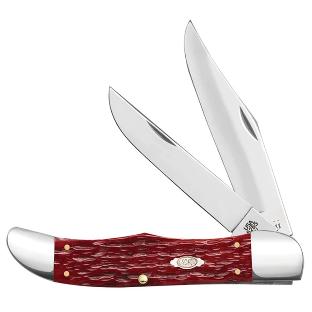 image of Jigged Red Peach Seed Hunter Folding Knife