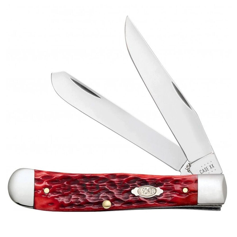 image of Jigged Red Peach Seed Trapper Folding Knife