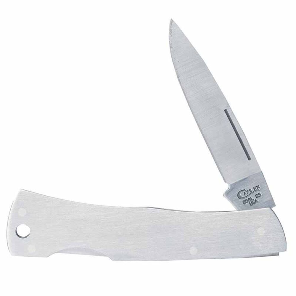 image of Brushed Stainless Steel Executive Lockback Knife with Lanyard Hole