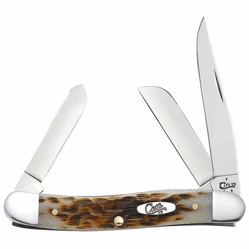 image of Amber Bone Peach Seed Jig Medium Stockman Knife