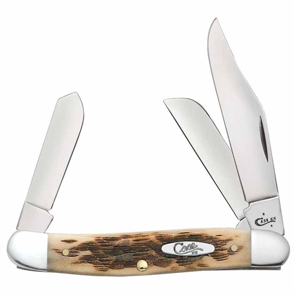 image of Amber Bone Peach Seed Jig Stockman Knife