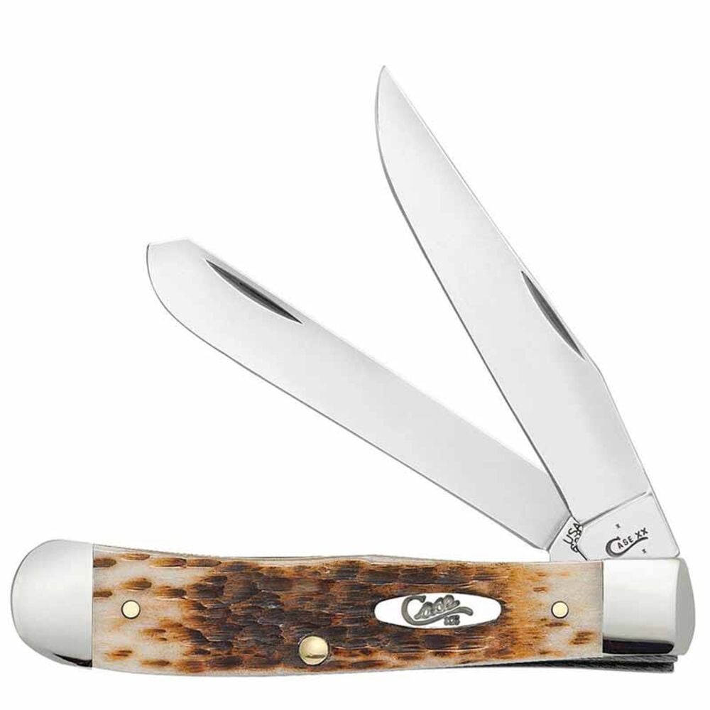 image of Amber Bone Peach Seed Jig Chrome Vanadium Trapper Knife