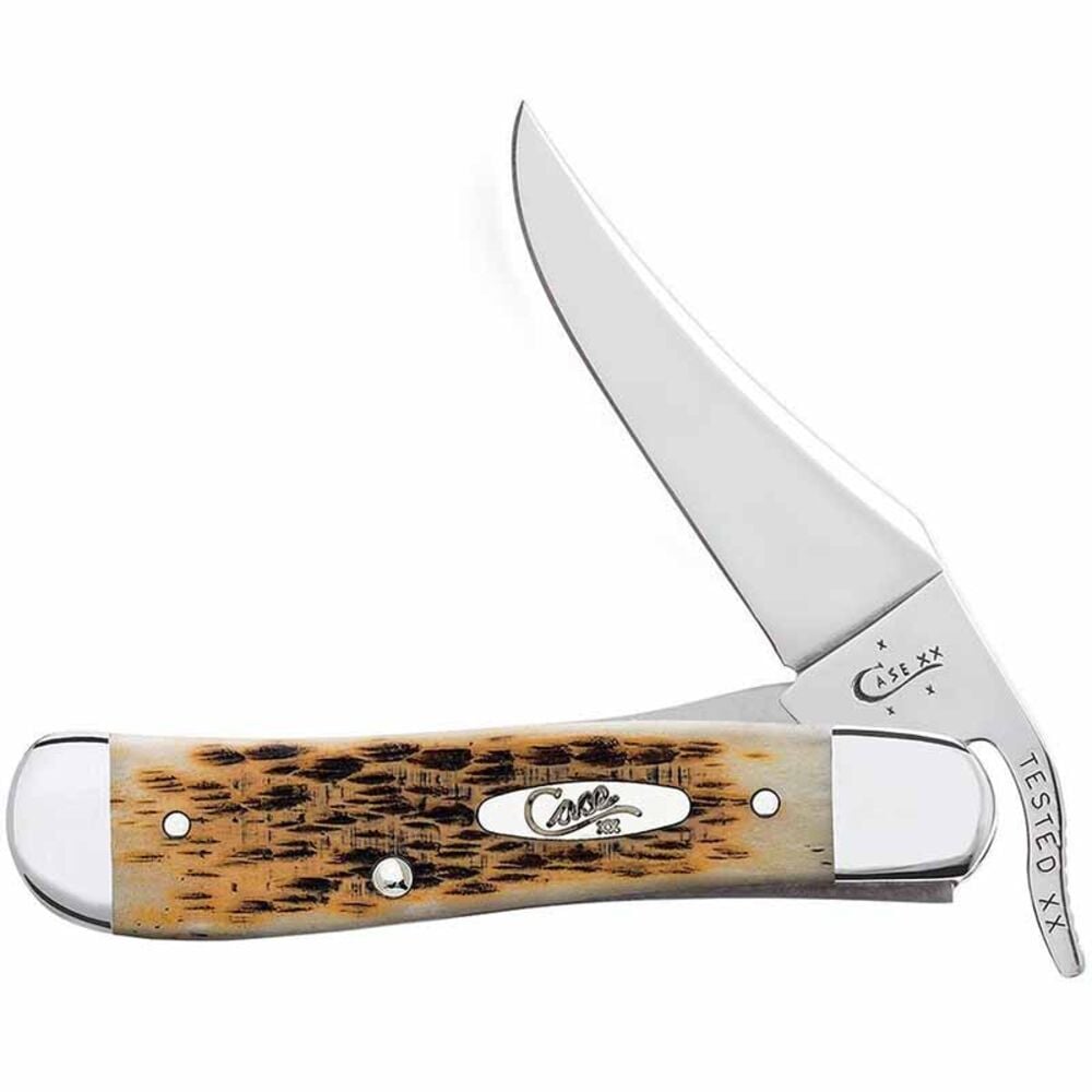 image of Amber Bone Peach Seed Jig RussLock Knife