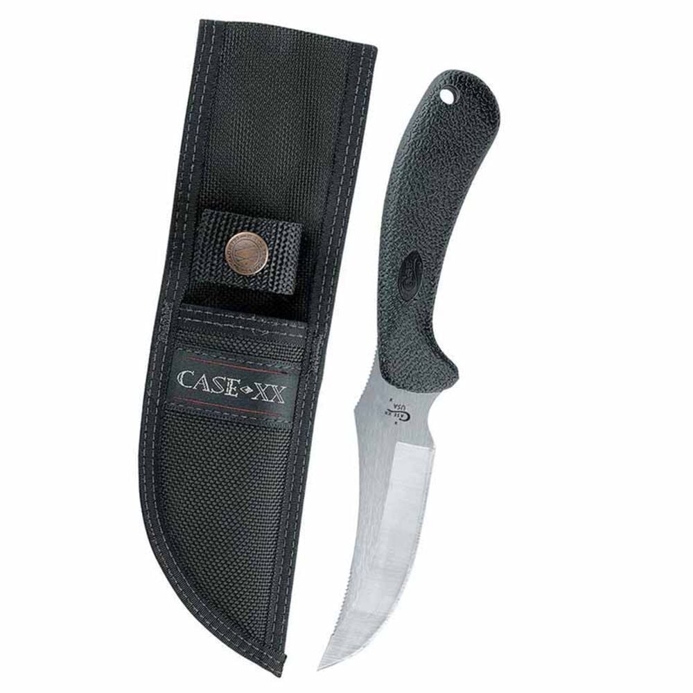 image of Lightweight Synthetic Black Rideback Hunter Knife with Ballistic Nylon Sheath