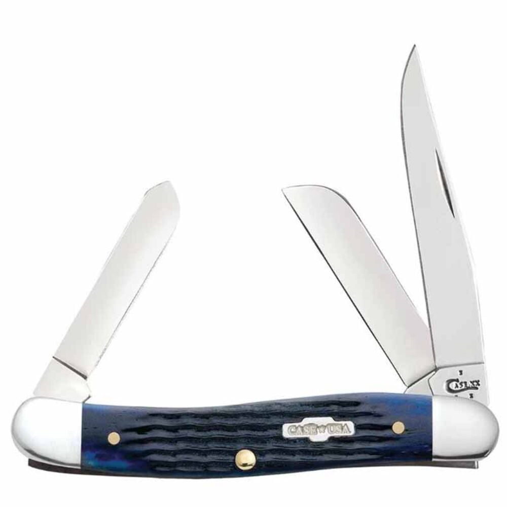 image of Blue Bone Rogers Corn Cob Jig Medium Stockman Knife with Spey Blade