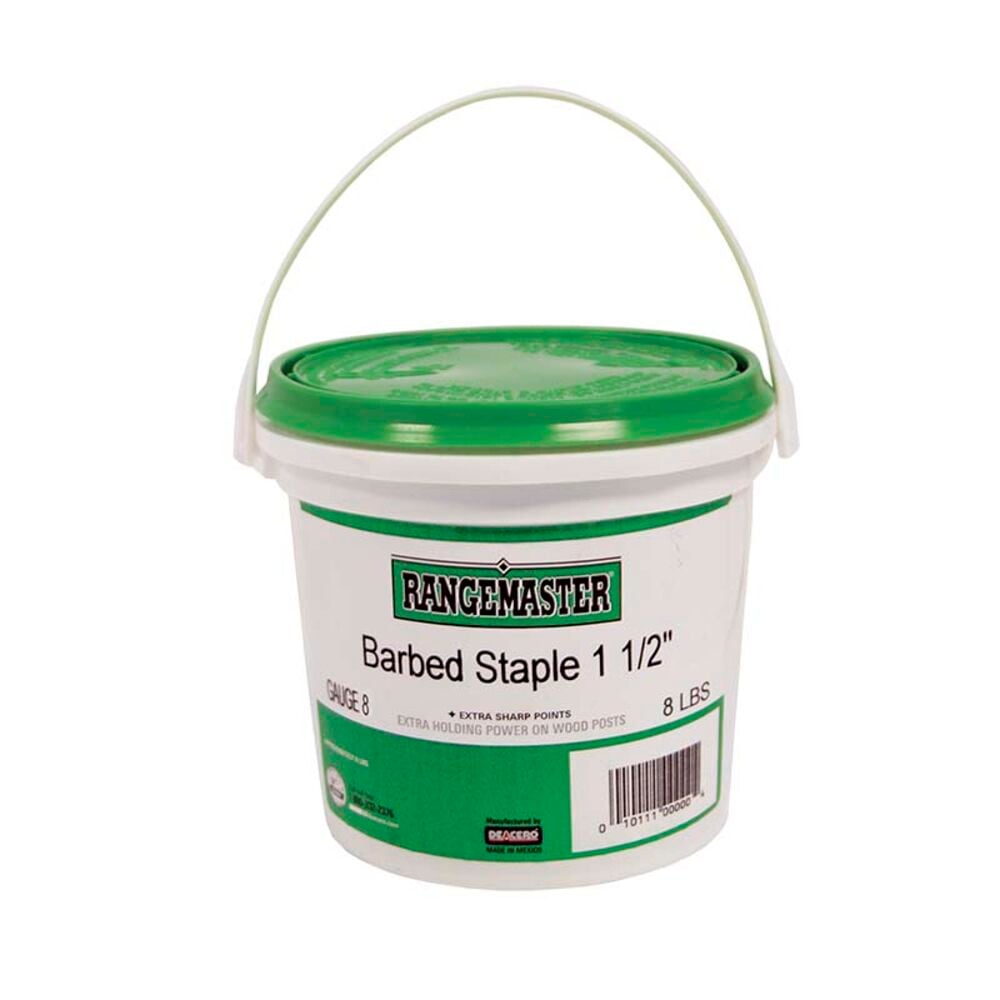 image of Galvanized Fence Barbed Staples 8 Gauge, 1 1/2-inch, 8 lb. Bucket