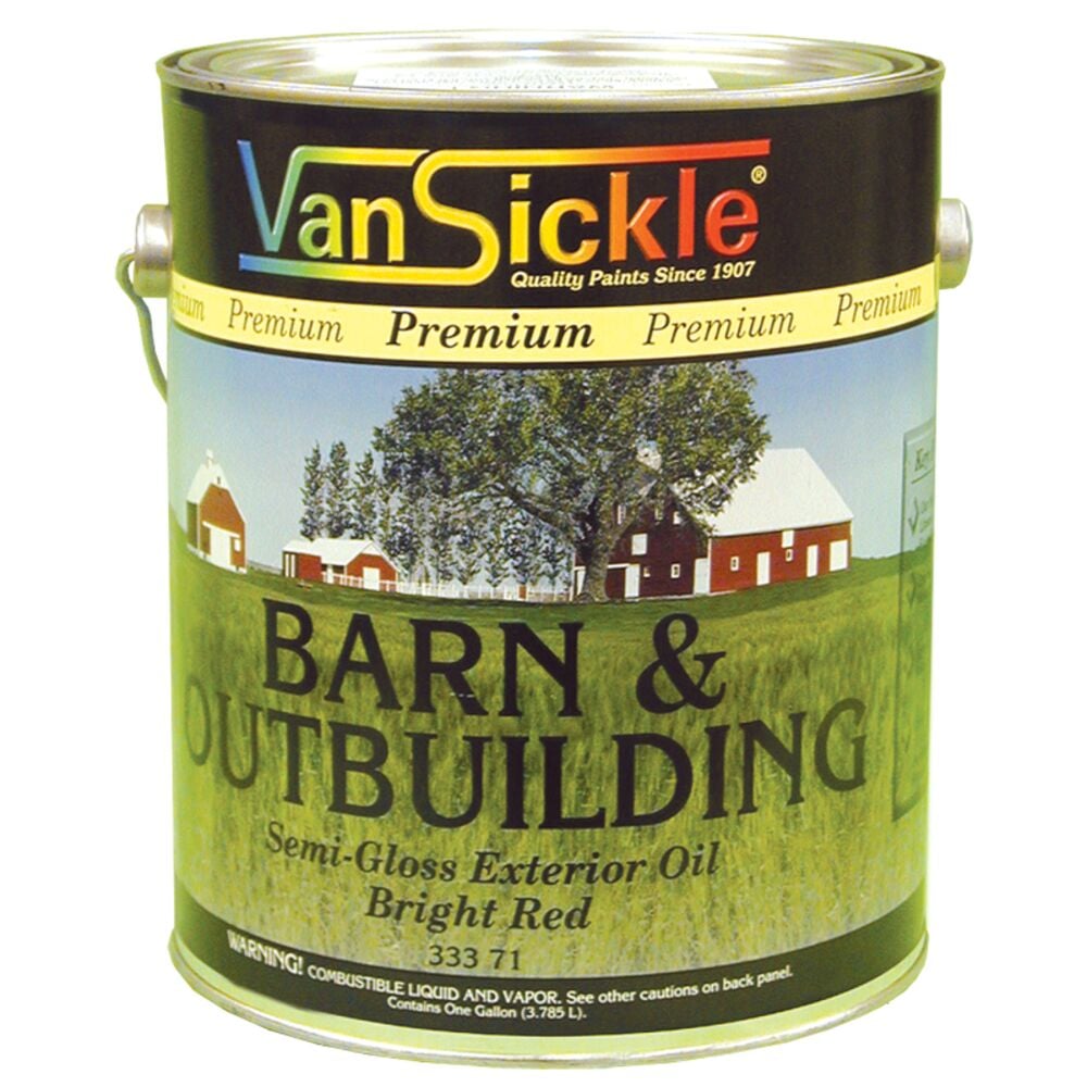image of Barn & Outbuilding Premium Oil Paint- Semi Gloss Bright Red, 1 Gal.