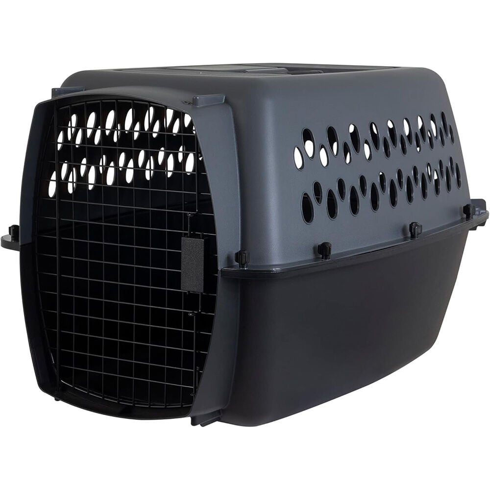 image of Pet Porter Dog Kennel for Pets 20-25lbs, Dark Gray & Black,  26 in
