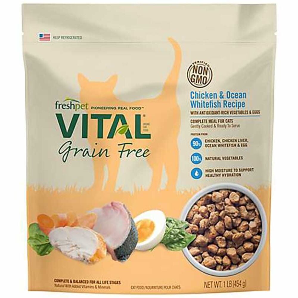 image of Vital Complete Meals Grain Free Chicken & Ocean White Fish Fresh Cat Food, 1 lbs