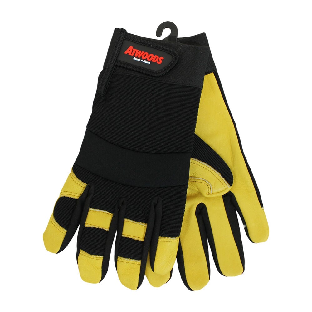 image of Men's Cowhide Leather Palm Work Gloves with Spandex Back