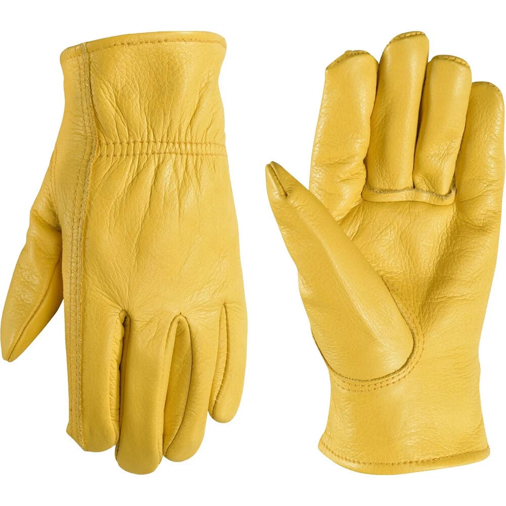 image of Kid's Cowhide Leather Shirred Wrist Gloves, Ages 7-12