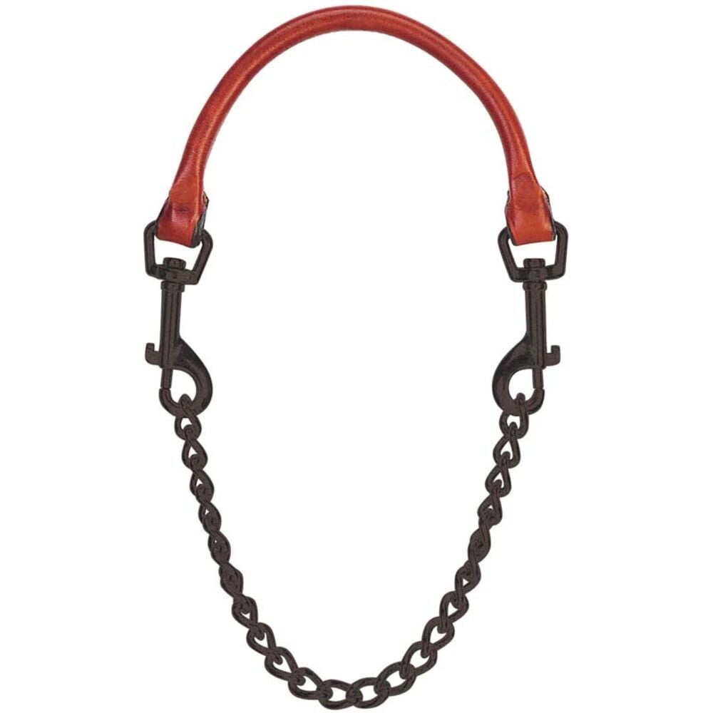 image of Leather and Chain Goat Collar, Chestnut, 24-inch
